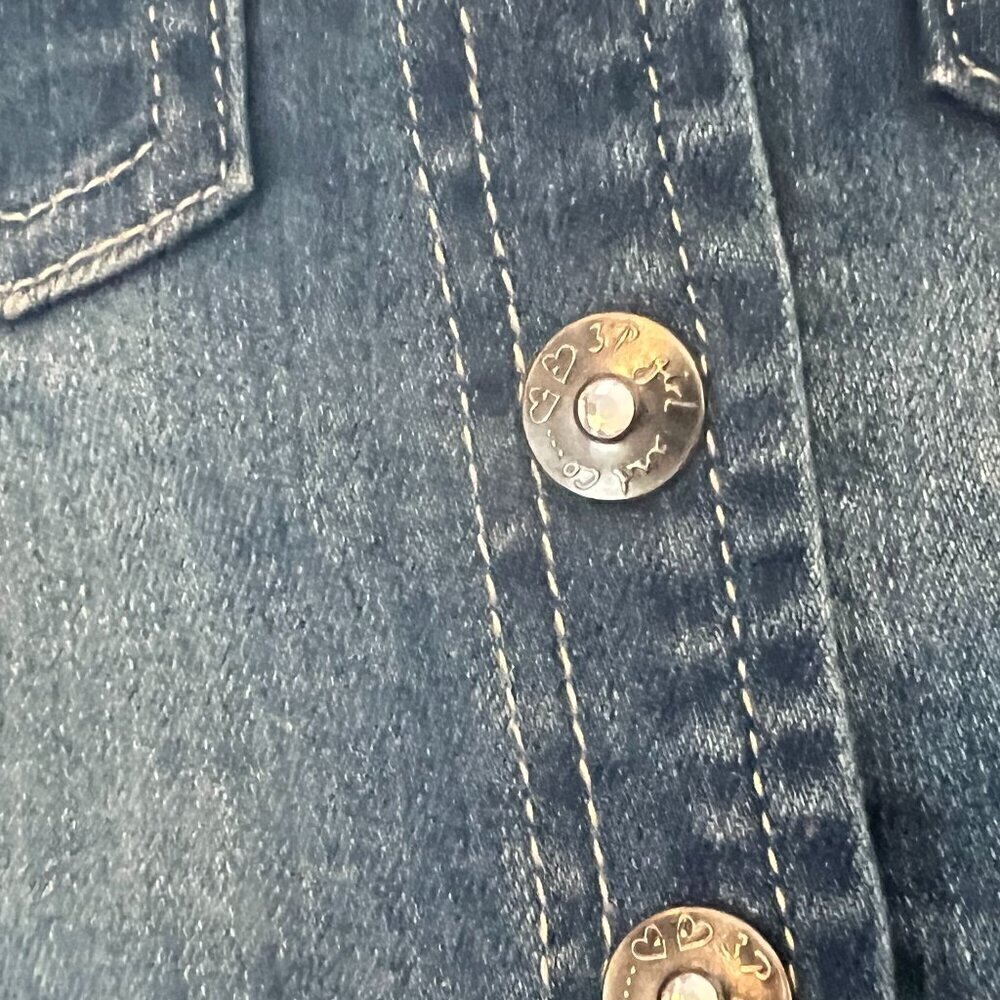 3 Pommes Baby Girl Jean Jacket 12 Months Blue Denim Embellished - Picture 5 of 6